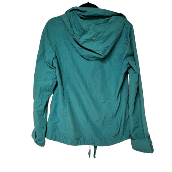 VINTAGE Columbia Jacket Womens Medium Blue Full Zip Hooded Rain Coat Pockets - Picture 6 of 7